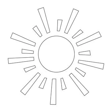 Doodle cartoon sun. Vector line art illustration, logo, childrens coloring page Stock Illustration