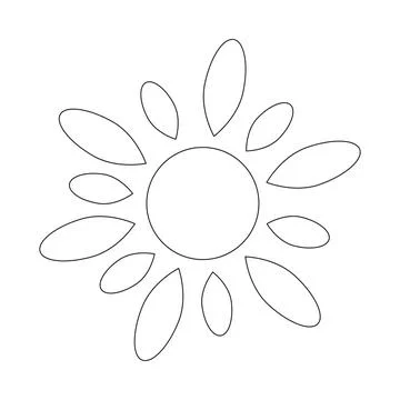 Doodle cartoon sun. Vector line art illustration, logo, childrens coloring page Stock Illustration