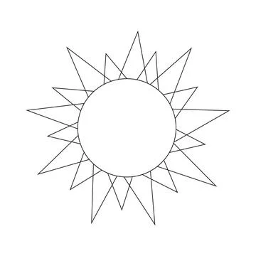 Doodle cartoon sun. Vector line art illustration, logo, childrens coloring page Stock Illustration