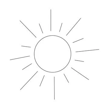 Doodle cartoon sun. Vector line art illustration, logo, childrens coloring page Stock Illustration