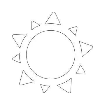 Doodle cartoon sun. Vector line art illustration, logo, childrens coloring page Stock Illustration