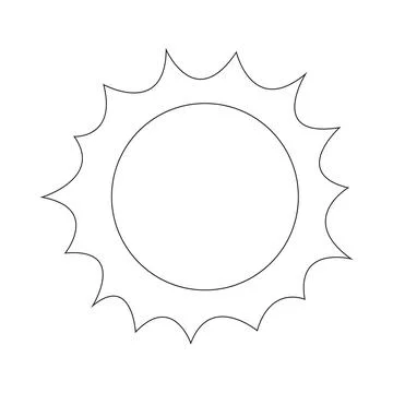 Doodle cartoon sun. Vector line art illustration, logo, childrens coloring page Stock Illustration