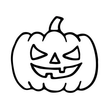 Doodle carved pumpkin. Vector illustration Stock Illustration