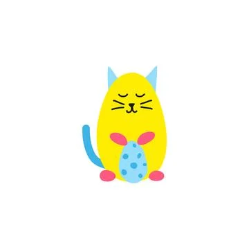 Doodle cat egg icon. Stock Illustration