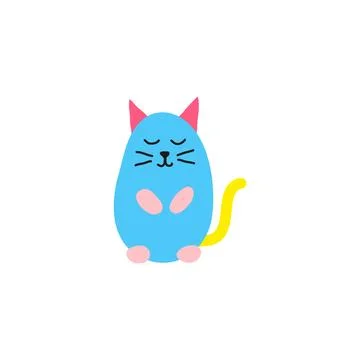 Doodle cat egg icon. Stock Illustration