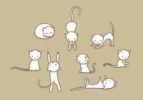 Doodle cat set Stock Illustration