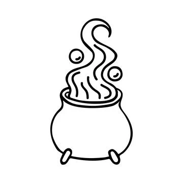 Doodle cauldron. Hand-drawn vector illustration Stock Illustration
