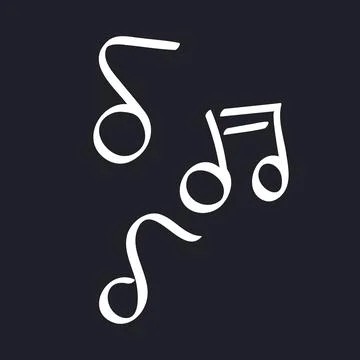 Doodle Chalked Musical Notes on black background. Children outline element music Stock Illustration
