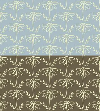 Doodle chamomile floral seamless pattern. Hand drawn ink brush stroke, modern Stock Illustration
