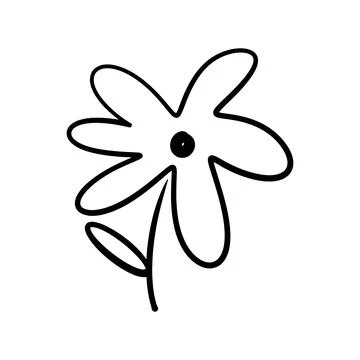 Doodle chamomile. hand drawn ink flower botanical illustration. Stock Illustration