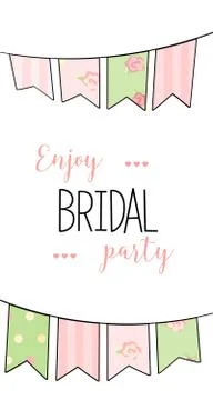 Doodle character. cute bride. Romantic announcement for bridal shower party Stock Illustration