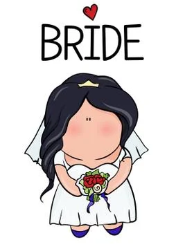 Doodle character. cute bride. template for print Stock Illustration