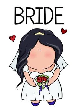 Doodle character. cute bride. template for print Stock Illustration