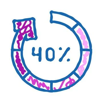 Doodle chart with 40 percent progress indicator イラスト素材