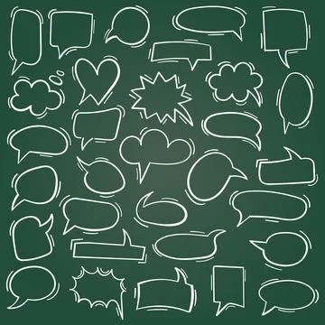 Doodle chat icon in hand drawn style. Cartoon bubbles vector illustration o.. Stock Illustration