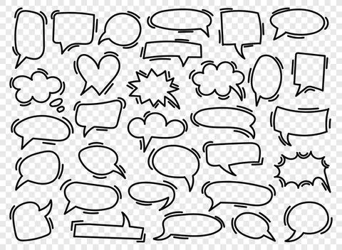 Doodle chat icon in hand drawn style. Cartoon bubbles vector illustration o.. Stock Illustration