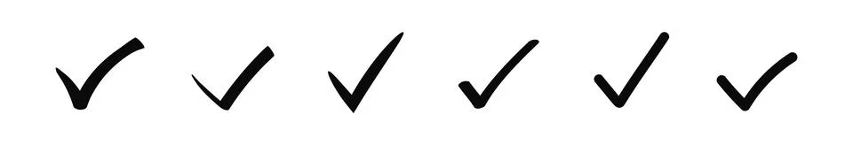 Doodle check marks marker hand drawn. Brush stroke tick Stock Illustration