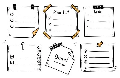 Doodle checklist set. To do, task list Stock Illustration