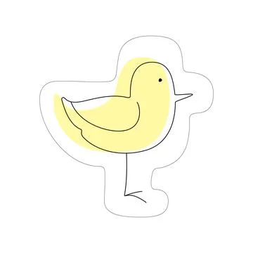 Doodle Chicken. Vector black outline of a Baby Bird on a white background Stock Illustration