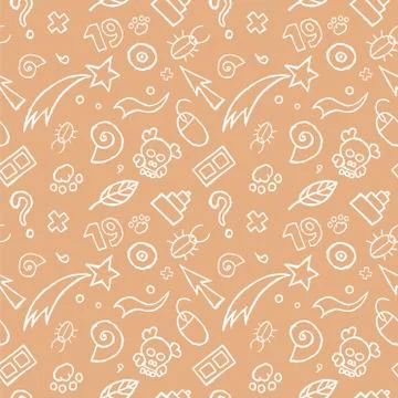 Doodle Childish Seamless Pattern Stock Illustration