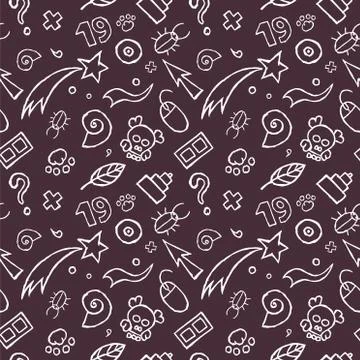 Doodle Childish Seamless Pattern Stock Illustration