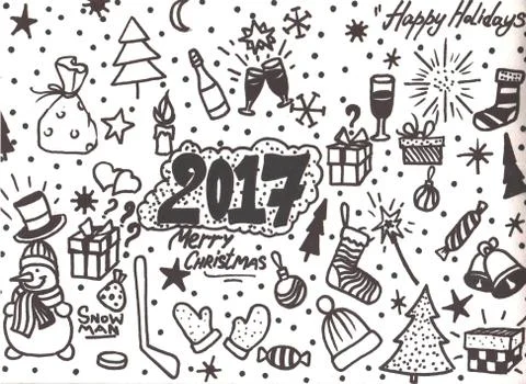 Doodle Christmas background Illustrazione stock