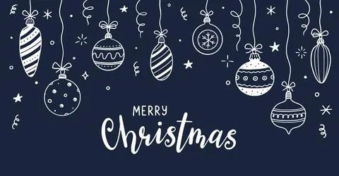 Doodle christmas ball element background. Hand drawn sketch line style xmas ball Stock Illustration