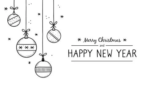 Doodle christmas ball element set Stock Illustration