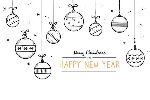 Doodle christmas ball element set Stock Illustration
