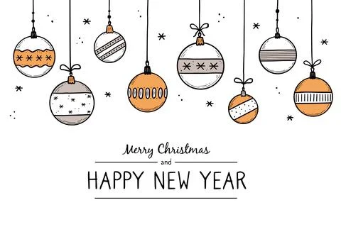 Doodle christmas ball element set Stock Illustration