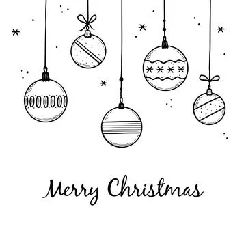 Doodle christmas ball element set Stock Illustration