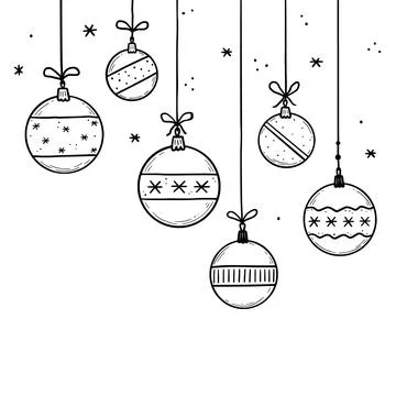 Doodle christmas ball element set Stock Illustration