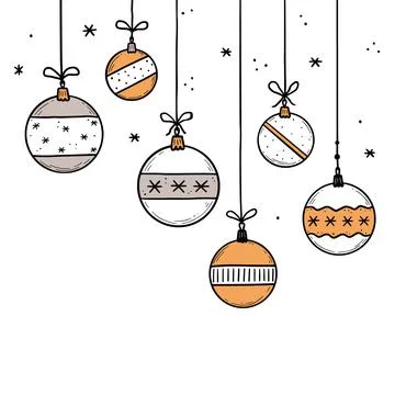 Doodle christmas ball element set Stock Illustration