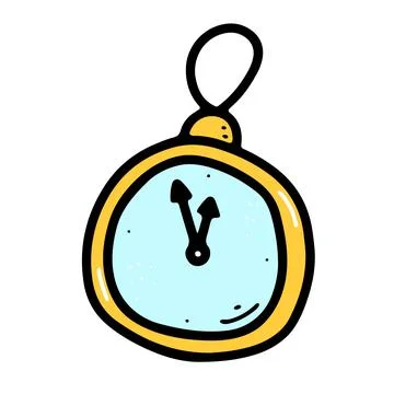 Doodle Christmas clock image. Hand drawn watch 库存插图
