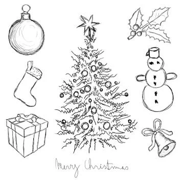 Doodle christmas set Stock Illustration
