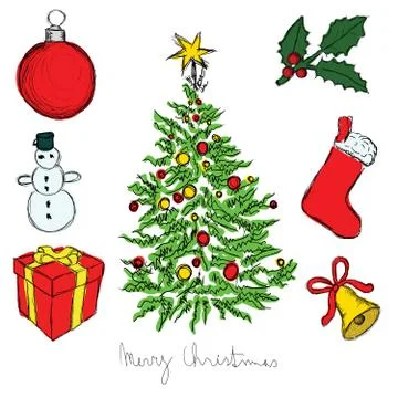 Doodle christmas set Stock Illustration