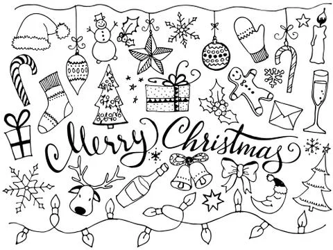 Doodle Christmas set Stock Illustration