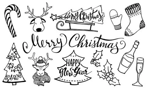 Doodle Christmas set Stock Illustration