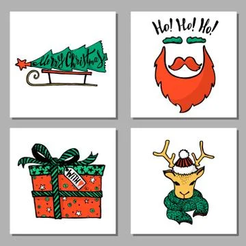 Doodle Christmas set Stock Illustration