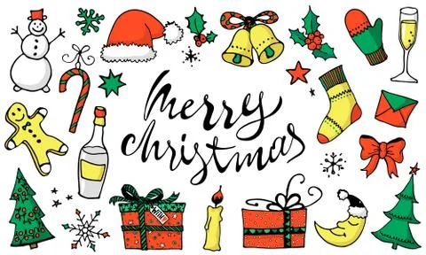 Doodle Christmas set Stock Illustration