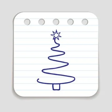 Doodle Christmas Tree Icon Stock Illustration