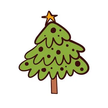 Doodle Christmas tree isolated Stock Illustration
