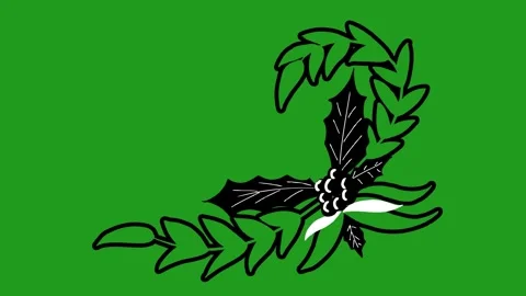 Doodle Christmas Tree Leaf Frame | Festive Hand Drawn Animation on Green Screen Stock Footage 323505300