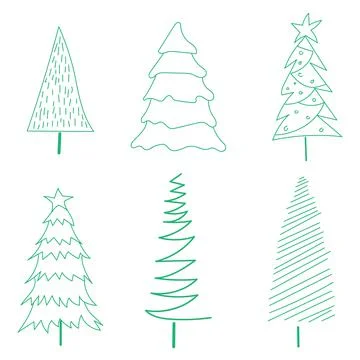 Doodle Christmas Trees Illustrazione stock