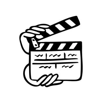 Doodle cinema clapper board. Hand drawn Movie clapperboard for film production. Stock Illustration