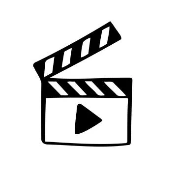 Doodle cinema clapper board. Hand drawn Movie clapperboard for film production. Stock Illustration