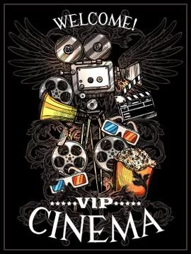 Doodle Cinema Poster 库存插图