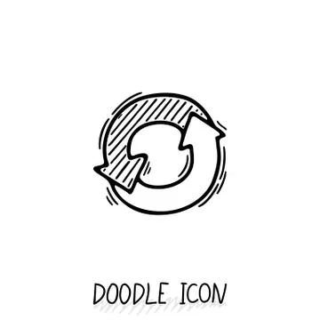 Doodle circle arrow icon. Eco, recycle pictogram Stock Illustration