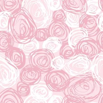 Doodle circle seamless pattern, Pink abstract spiral endless wallpaper. Stock Illustration
