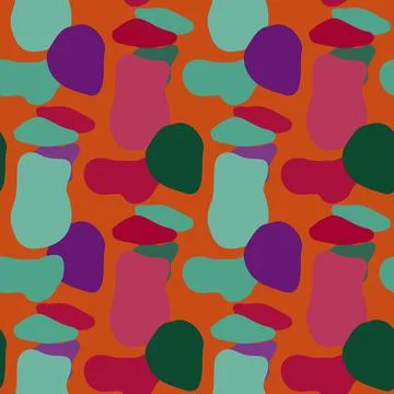 Doodle circle shape seamless pattern. Abstract camouflage background. Illustrazione stock